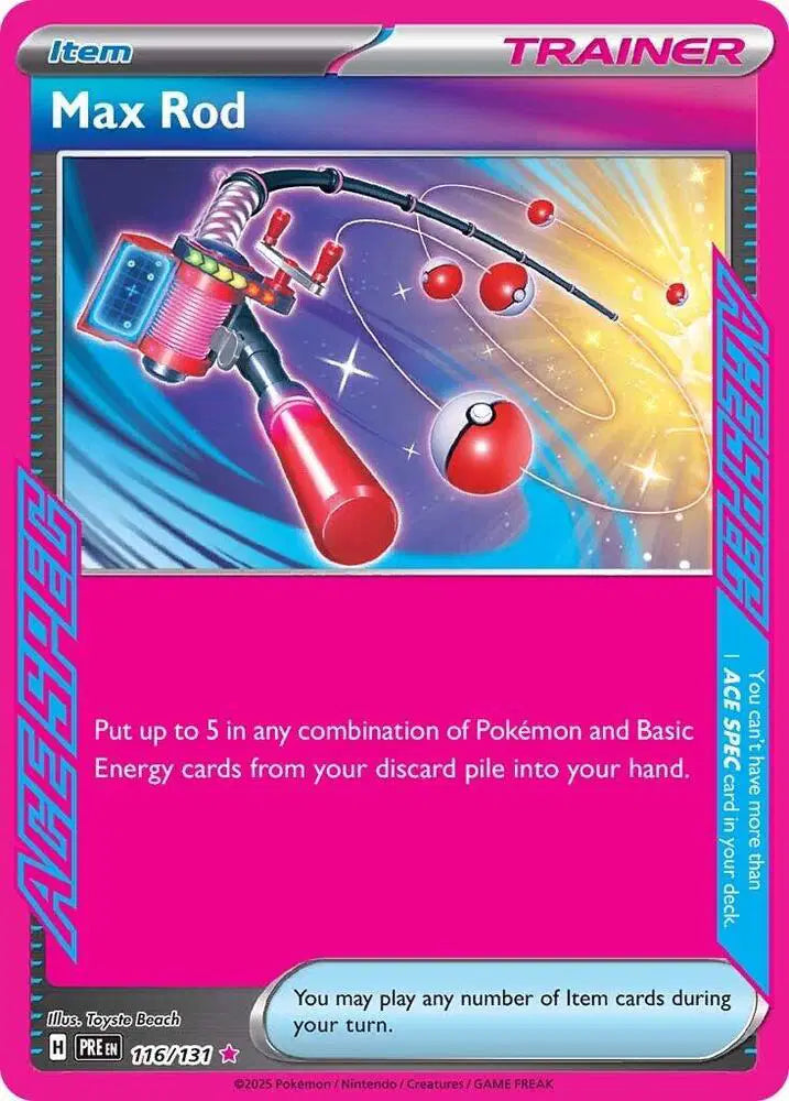 Near Mint 2025 Max Rod Ace Spec Rare – Prismatic Evolutions #116/131