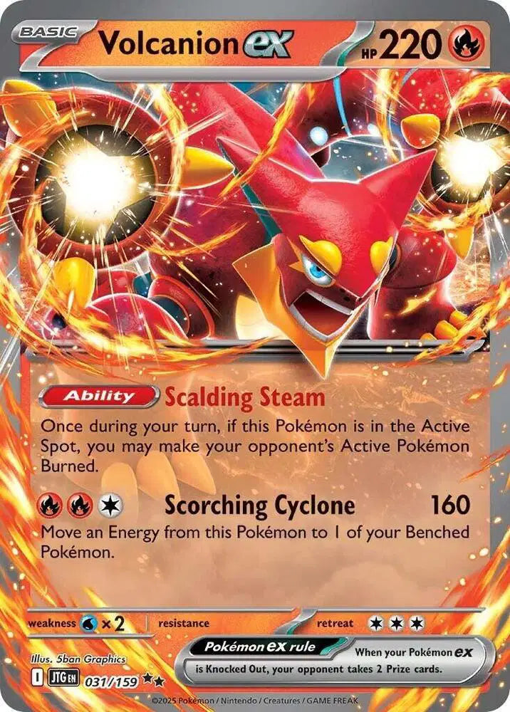 Near Mint 2025 Pokémon Volcanion ex – Journey Together #022/086 | Basic Fire/Water-Type TCG Card