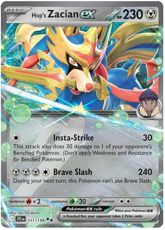 Near Mint 2025 Pokémon Hop's Zacian ex – Journey Together #111/159 | Basic Metal-Type TCG Card