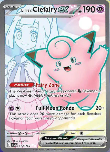 Near Mint 2025 Pokémon Lillie's Clefairy ex Ultra Rare – Journey Together #173/159 | Basic Fairy-Type TCG Card