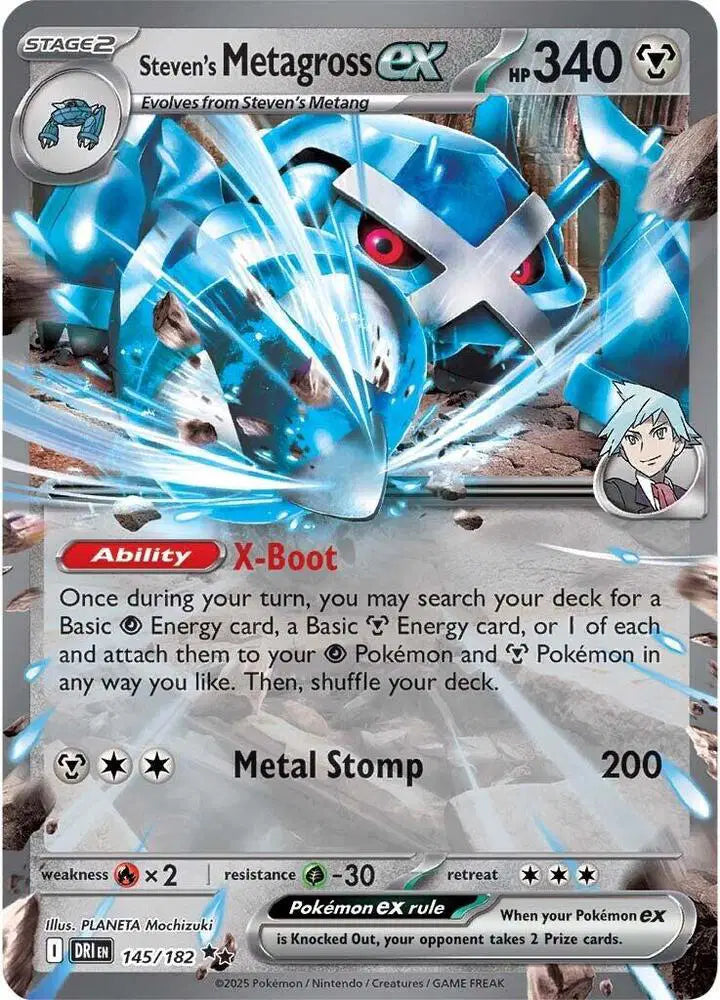 Near Mint 2025 Pokémon Steven's Metagross ex – Destined Rivals #145/182