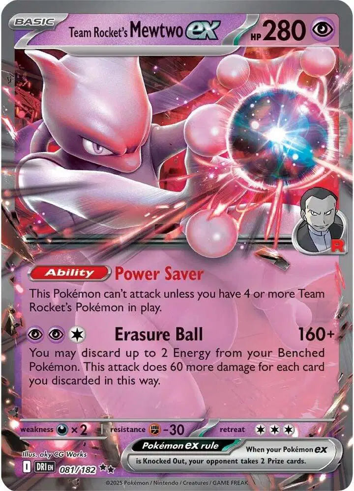 Near Mint 2025 Pokémon Team Rocket's Mewtwo ex – Destined Rivals #081/182