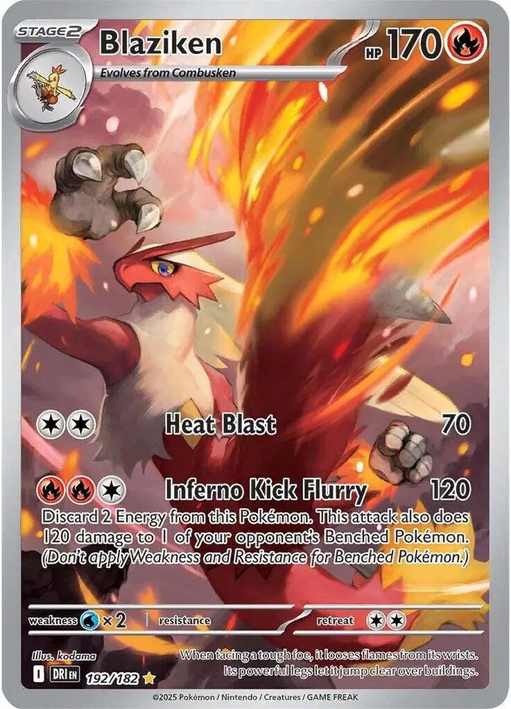 Near Mint 2025 Pokémon Blaziken Illustration Rare – Destined Rivals #192/182
