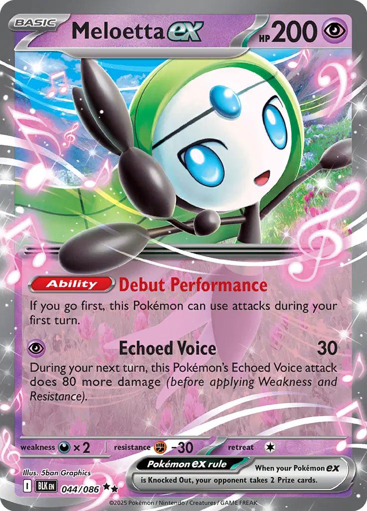 Near Mint 2025 Pokemon Meloetta ex – Black Bolt #044/086