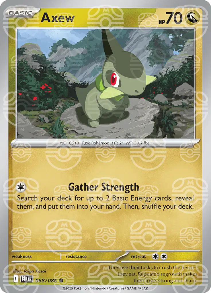 Near Mint 2025 Pokémon Axew (Master Ball Pattern)) – Black Bolt #068/086