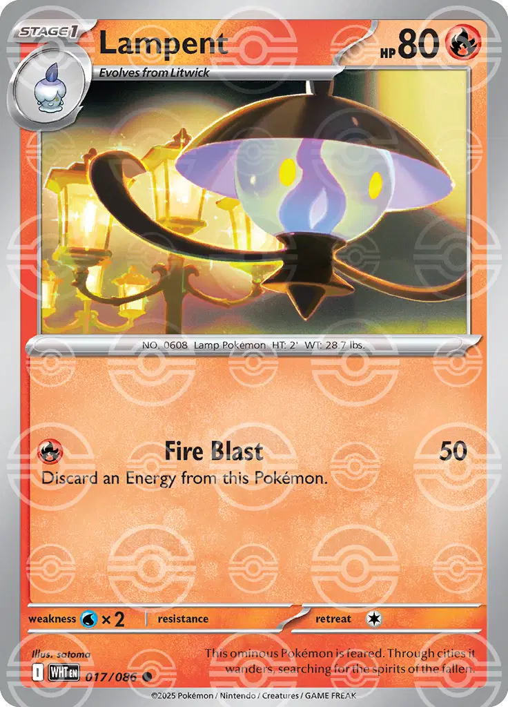 Near Mint 2025 Lampent (Poke Ball Pattern) – White Flare #017/086