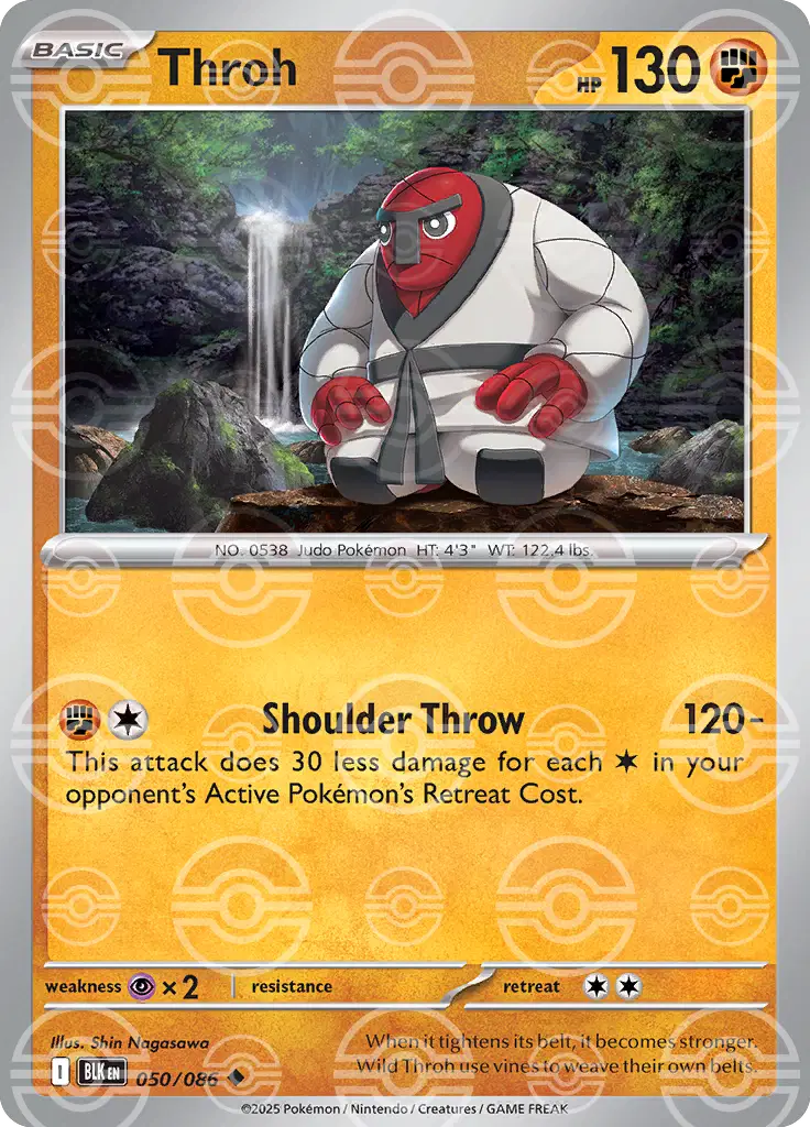 Near Mint 2025 Pokémon Throh (Poke Ball Pattern) – Black Bolt #050/086