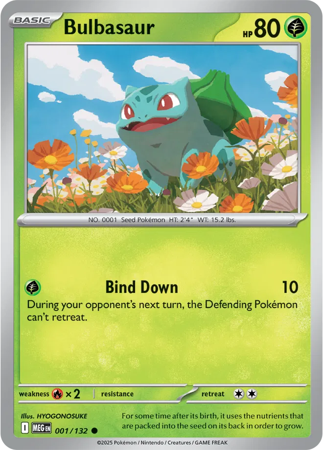 🌱✨ Near Mint 2025 Pokémon Bulbasaur – Mega Evolutions #001/132 🌱✨