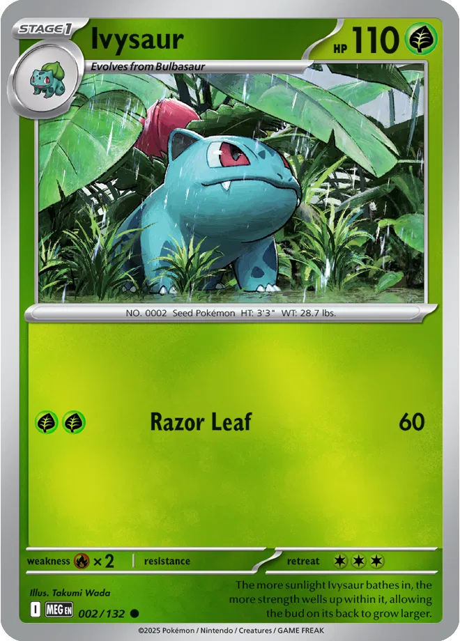 ✨🌿💚 Near Mint 2025 Pokémon Ivysaur Reverse Holo – Mega Evolutions #002/132 ✨🌿💚