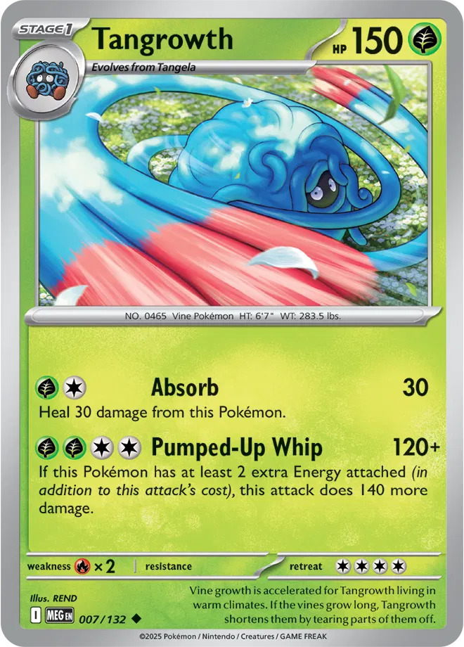 🌿💪 Near Mint 2025 Pokémon Tangrowth – Mega Evolutions #007/132 🌿💪
