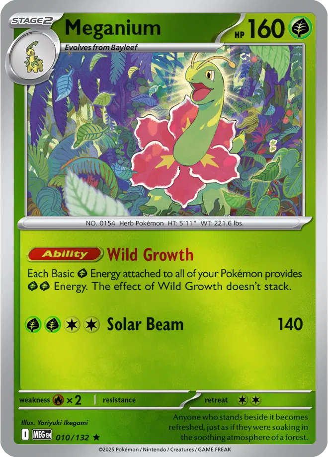 ✨🌿🌸 Near Mint 2025 Pokémon Meganium Reverse Holo – Mega Evolutions #010/132 ✨🌿🌸