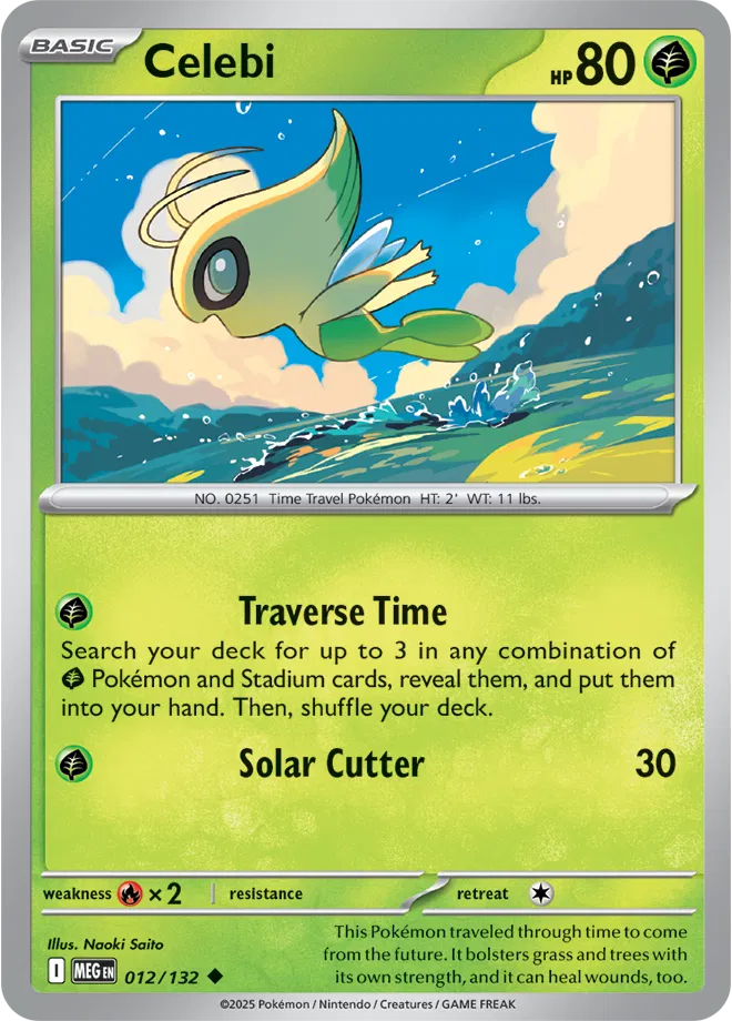 🌿✨ Near Mint 2025 Pokémon Celebi – Mega Evolutions #012/132 🌿✨