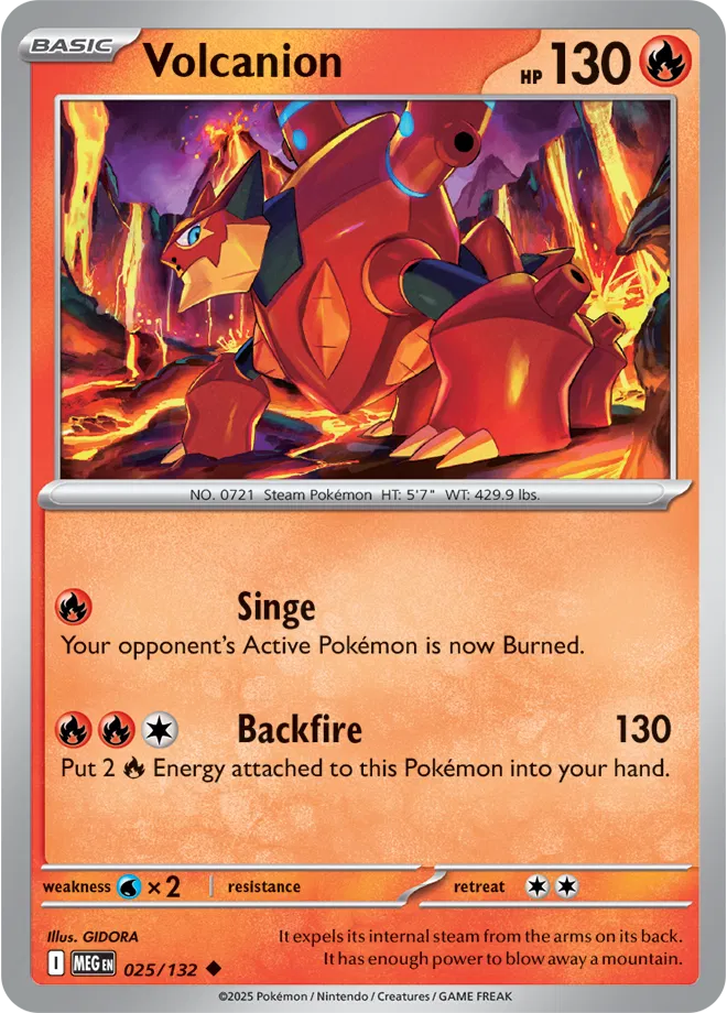 💧🔥 Near Mint 2025 Pokémon Volcanion – Mega Evolutions #025/132 💧🔥