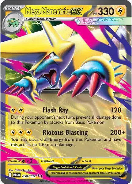 Near Mint 2025 Pokémon Mega Manectric ex – Mega Evolutions #050/132
