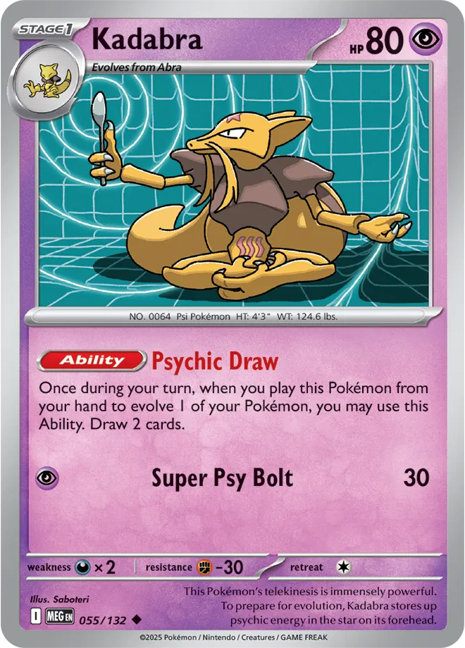 🌀 Near Mint 2025 Pokémon Kadabra – Mega Evolutions #055/132 🌀