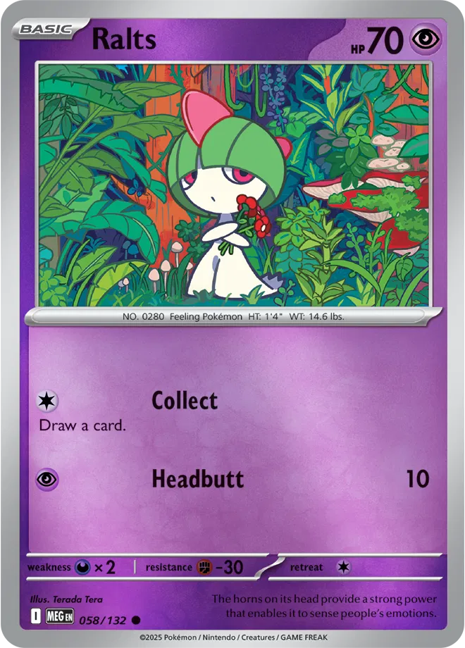 🌟 Near Mint 2025 Pokémon Ralts Reverse Holo – Mega Evolutions #058/132 🌟