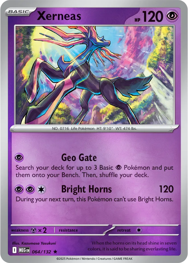 🌈 Near Mint 2025 Pokémon Xerneas Reverse Holo – Mega Evolutions #064/132 🌈