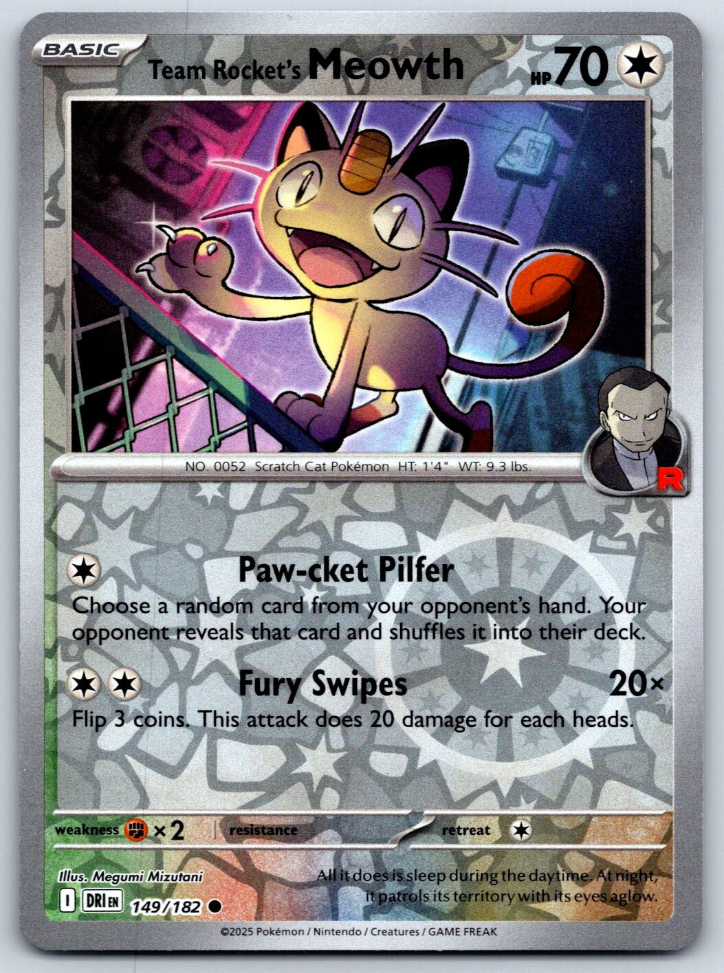 Team Rocket's Meowth Reverse Holofoil