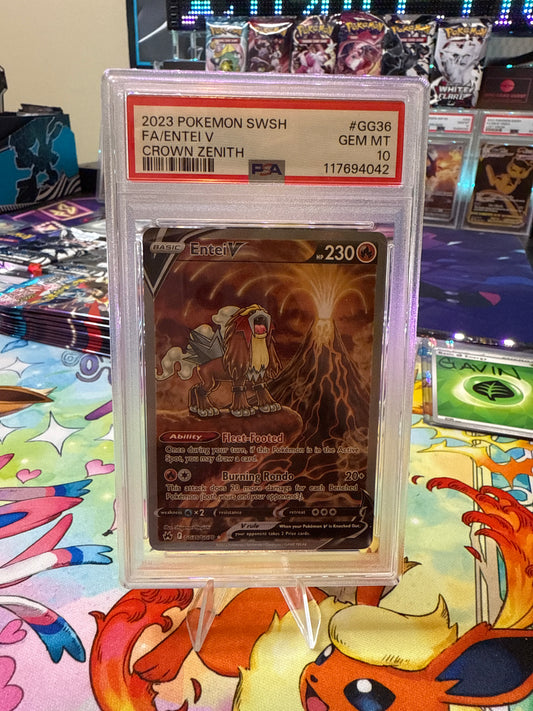 GEM MT 10 2023 Pokemon SWSH FA/ENTEI V from CROWN ZENITH!