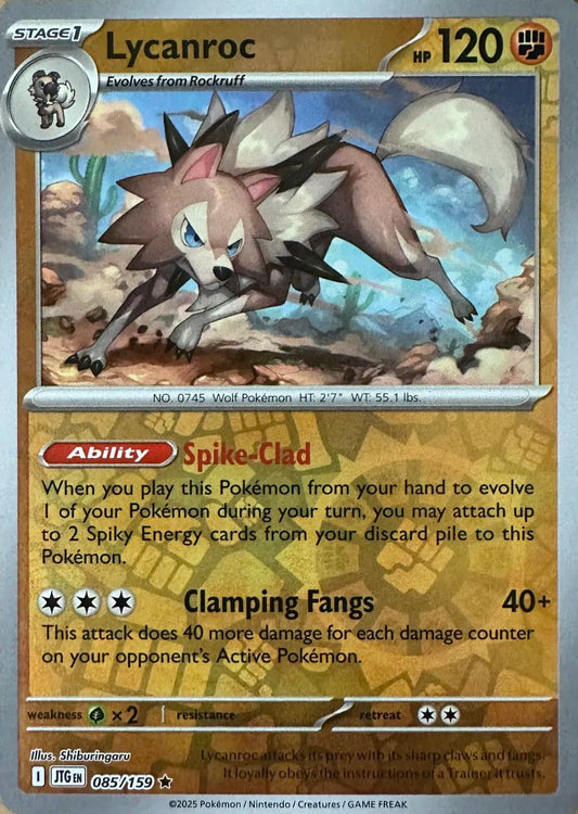 Near Mint 2025 Pokemon Lycanroc Reverse Holofoil - Journey Together #085/159