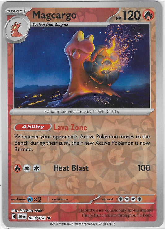Near Mint 2024 Pokémon Magcargo Reverse Holofoil – Temporal Forces #029/162 | Stage 1 Fire-Type TCG Card
