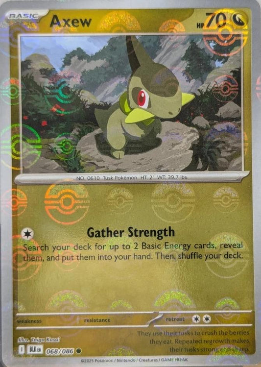 Near Mint 2025 Pokémon Axew (Poké Ball Pattern) – Black Bolt #068/086