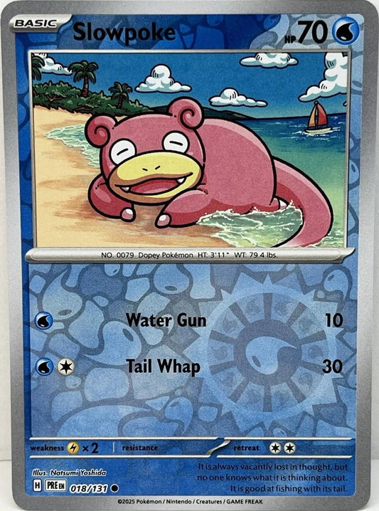 Near Mint 2025 Pokemon Slowpoke Reverse Holo - Prismatic Evolutions #018/131