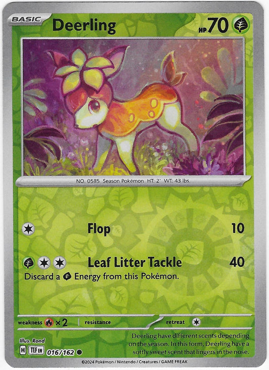 Near Mint 2024 Pokémon Deerling Reverse Holo – Temporal Forces #016/162 | Basic Grass-Type TCG Card