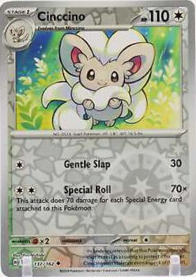 Near Mint 2024 Pokémon Cinccino Reverse Holo – Temporal Forces #137/162 | Stage 1 Colorless-Type TCG Card