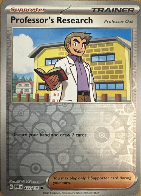Near Mint 2025 Pokemon Professor's Research [Professor Oak] Reverse Holofoil –  Prismatic Evolutions #122/131