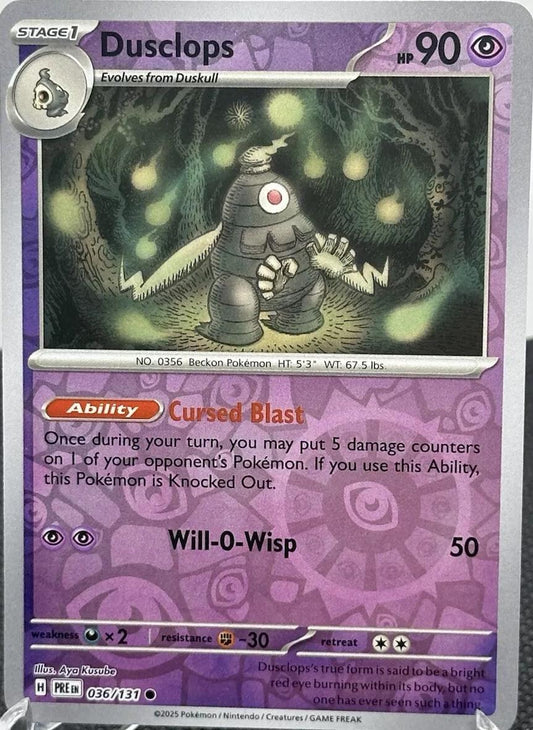 Near Mint 2025 Pokemon Dusclops Reverse Holofoil - Prismatic Evolutions #036/131