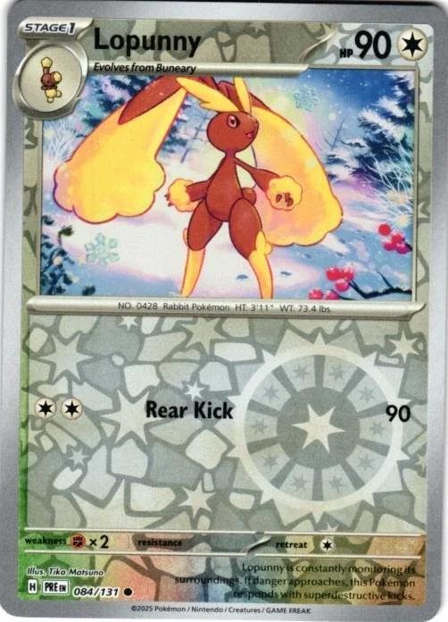 Near Mint 2025 Lopunny Reverse Holo - Prismatic Evolutions #084/131