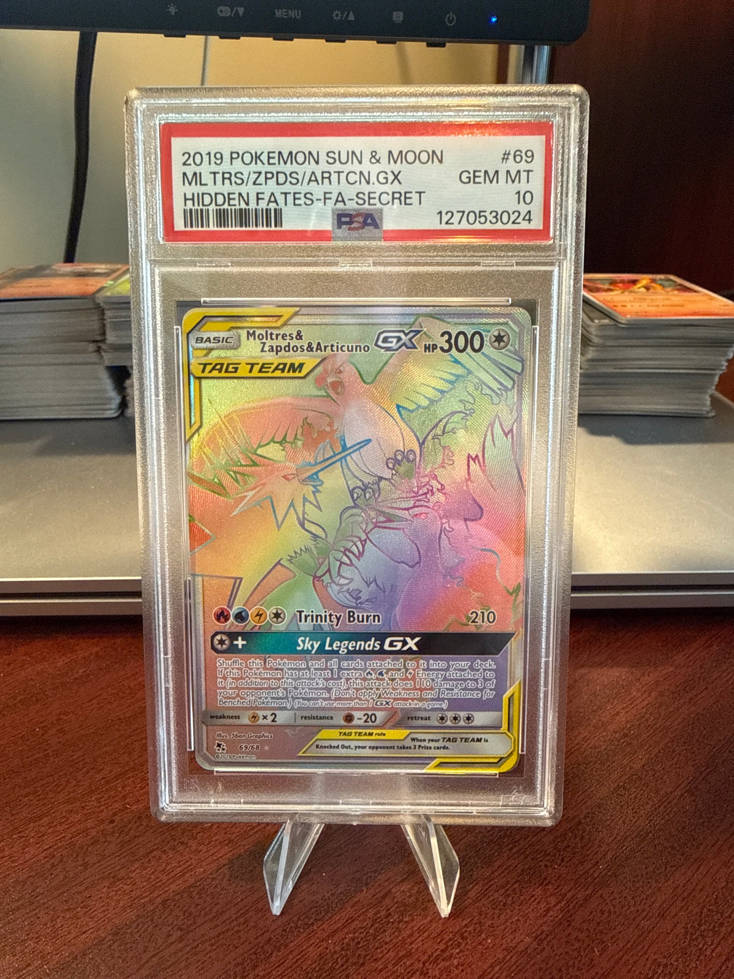 🔥❄️⚡ PSA GEM MT 10 2019 Pokémon Sun & Moon Tag Team Moltres & Zapdos & Articuno GX Secret Rare – Hidden Fates #69/68 🔥❄️⚡