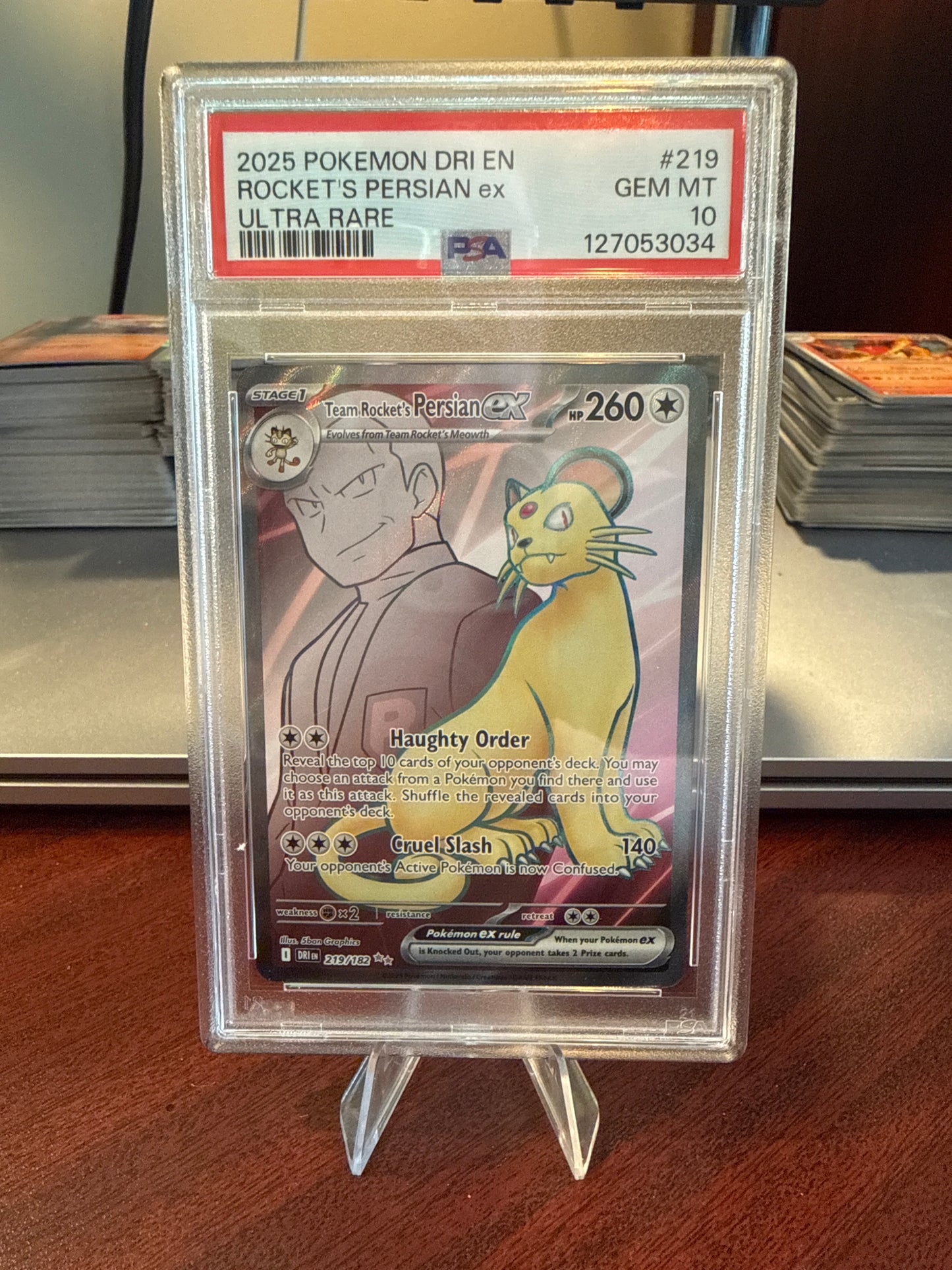 🚀 PSA GEM MT 10 2025 Pokémon Team Rocket's Persian ex Ultra Rare – Destined Rivals #219/182 🚀