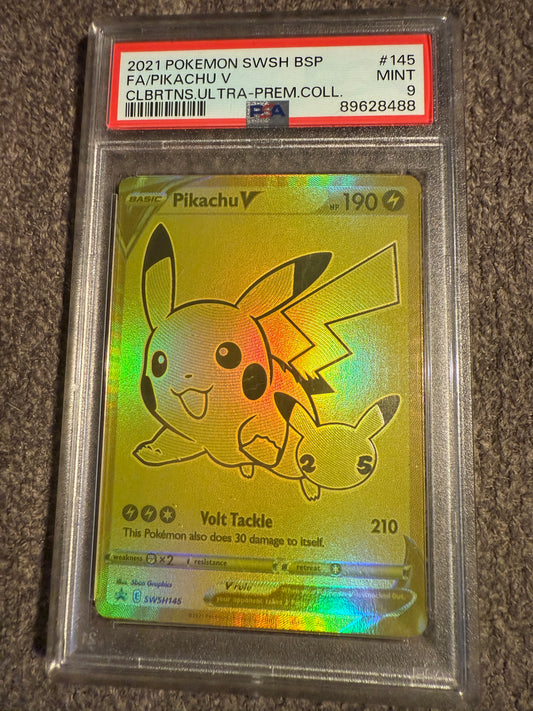 2021 Pikachu V Gold Holo  (PSA 9)
