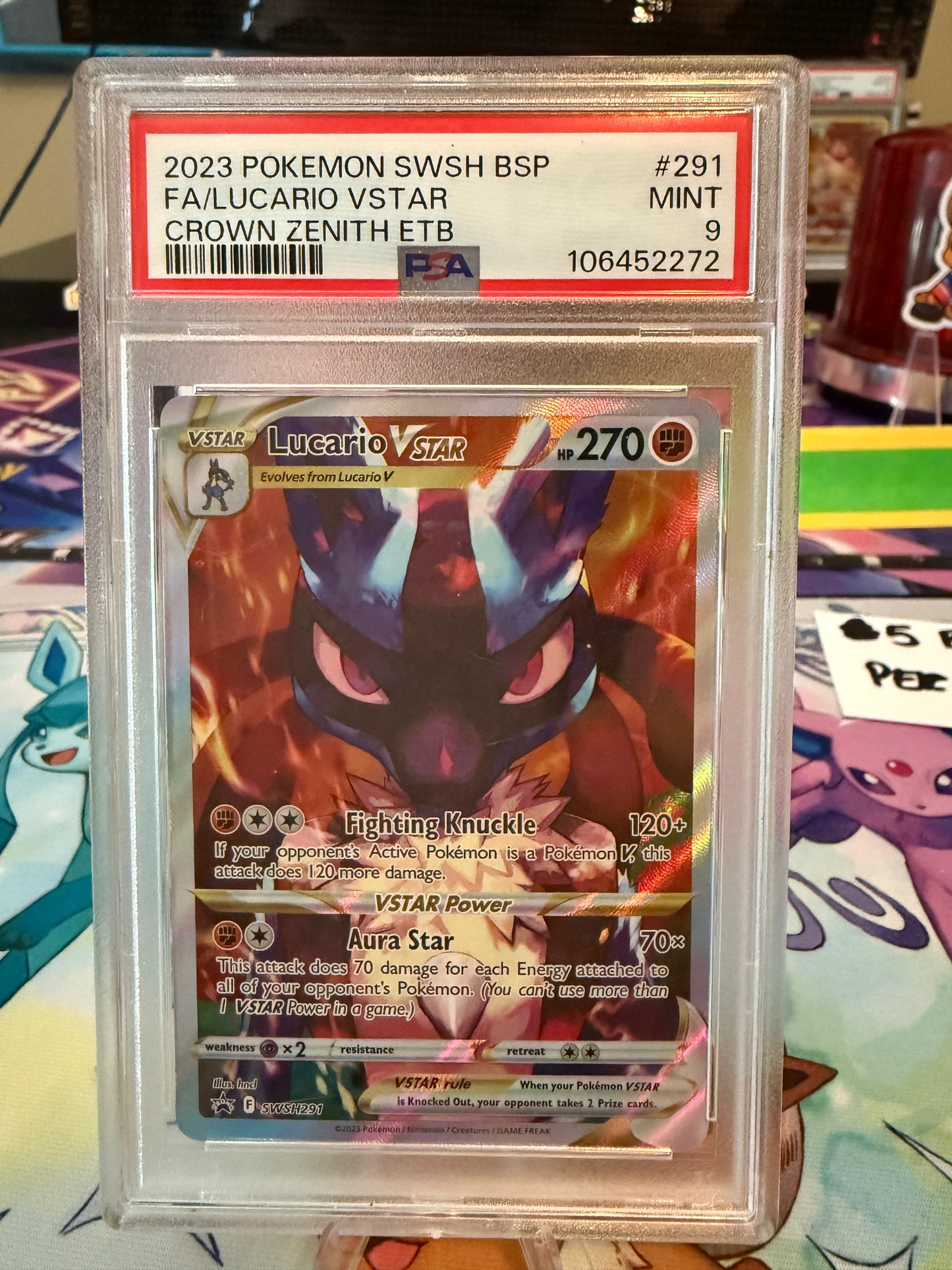 2023 Pokémon Lucario VStar – Full Art (PSA 9 Mint) | Crown Zenith ETB SWSH291 English Card