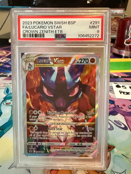 2023 Pokémon Lucario VStar – Full Art (PSA 9 Mint) | Crown Zenith ETB SWSH291 English Card