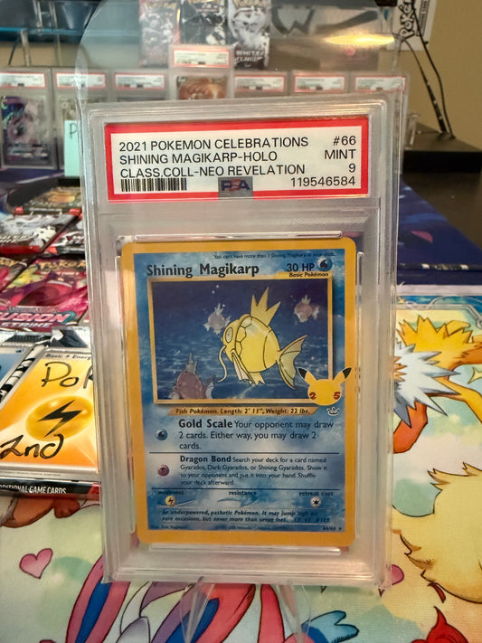 🎯 2021 Pokémon Celebrations Shining Magikarp Holo – Classic Collection #66/64 [PSA 9 Mint] 🎯