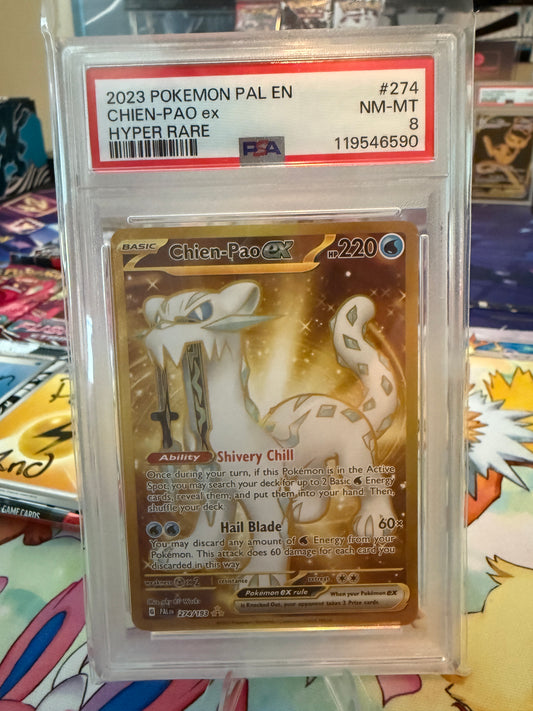 🎯 2023 Pokémon Chien-Pao ex Hyper Rare – Paldea Evolved #274/193 [PSA 8 Near Mint] 🎯