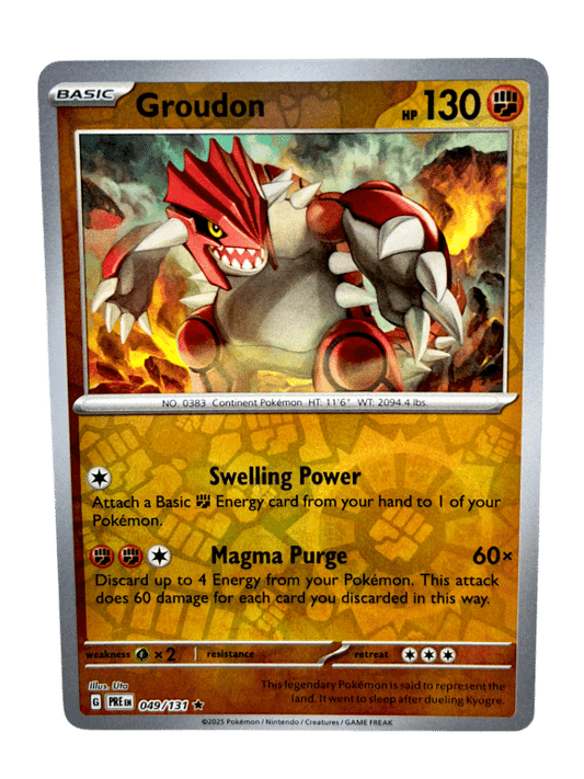 Near Mint 2025 Pokemon  Groudon Reverse Holofoil  - Prismatic Evolutions #049/131