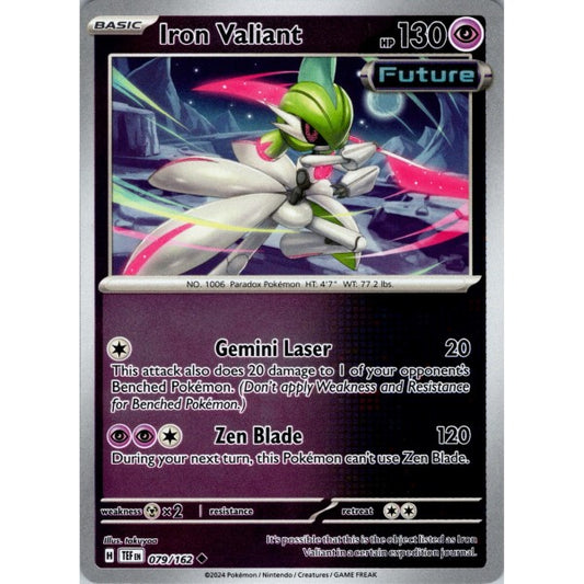 Near Mint 2024 Pokémon Iron Valiant Reverse Holo – Temporal Forces #079/162 | Basic Psychic/Fighting-Type TCG Card