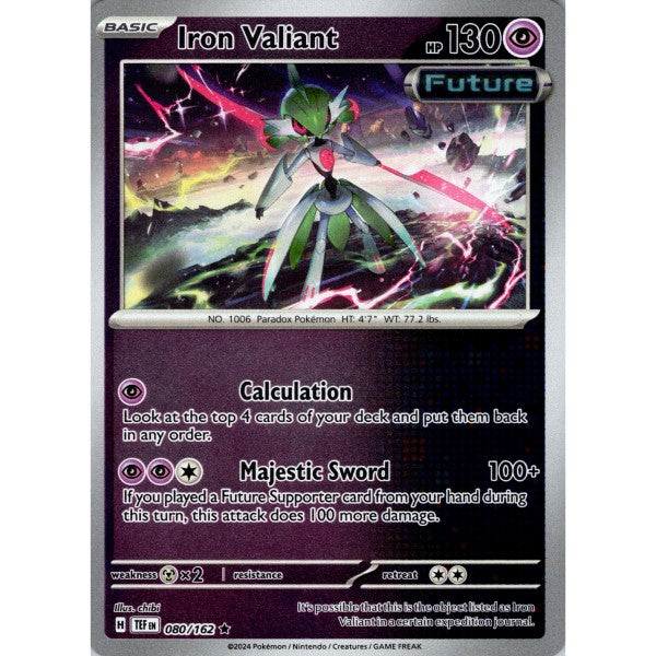 Near Mint 2024 Pokémon Iron Valiant Reverse Holo – Temporal Forces #080/162 | Basic Psychic/Fighting-Type TCG Card