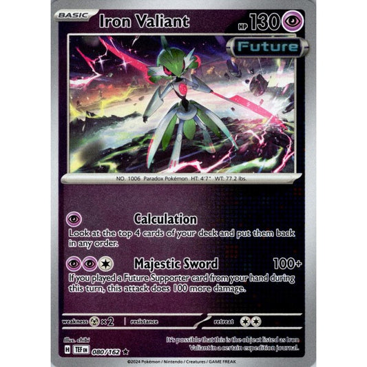 Near Mint 2024 Pokémon Iron Valiant Reverse Holo – Temporal Forces #080/162 | Basic Psychic/Fighting-Type TCG Card