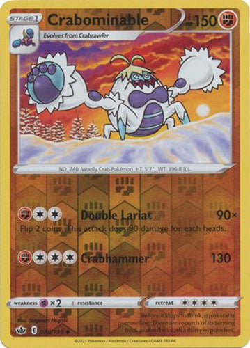 Near Mint 2021 Pokemon Crabominable Reverse Holofoil – Chilling Reign #085/198