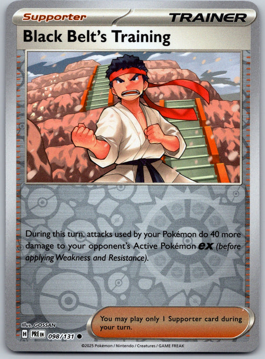 Near Mint 2025 Pokemon Black Belt's Training Reverse Holo - Prismatic Evolutions #098/131