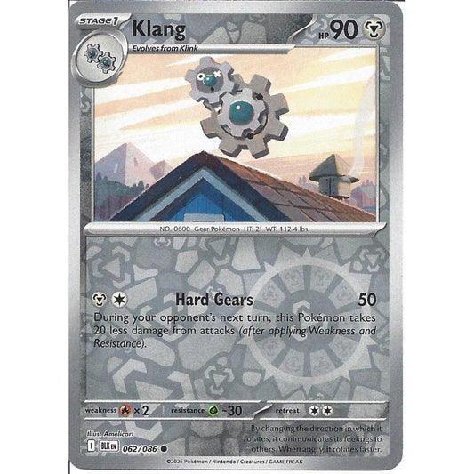 Near Mint 2025 Pokemon Klang Reverse Holofoil- Black Bolt #062/086