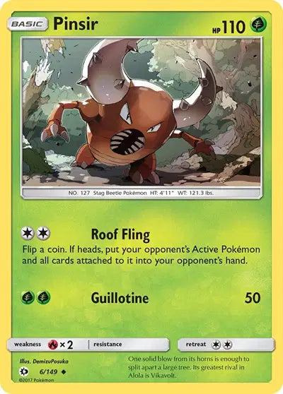 Near Mint 2017 Pinsir – Sun and Moon Base Set #6
