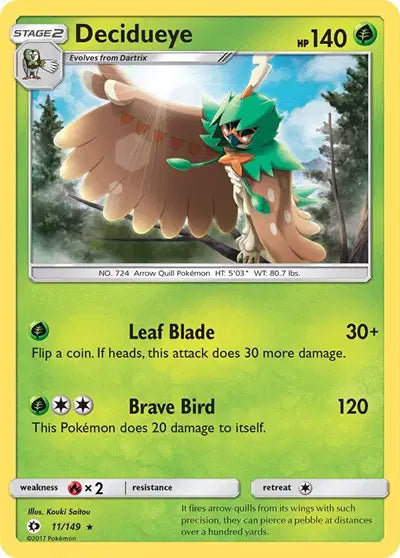 Near Mint 2017 Decidueye – Sun and Moon Base Set #11