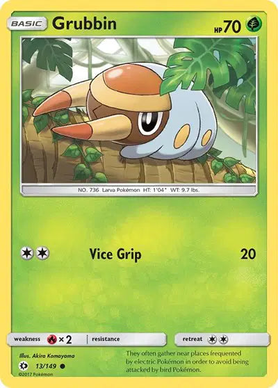 Near Mint 2017 Grubbin – Sun and Moon Base Set #13