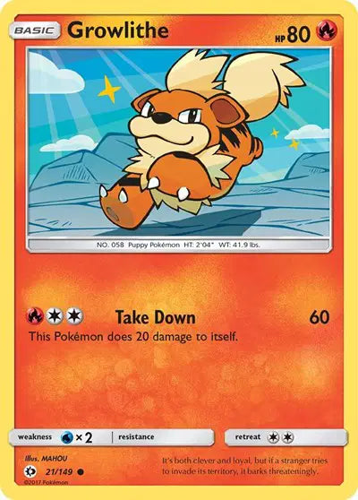 Near Mint 2017 Growlithe – Sun and Moon Base Set #21